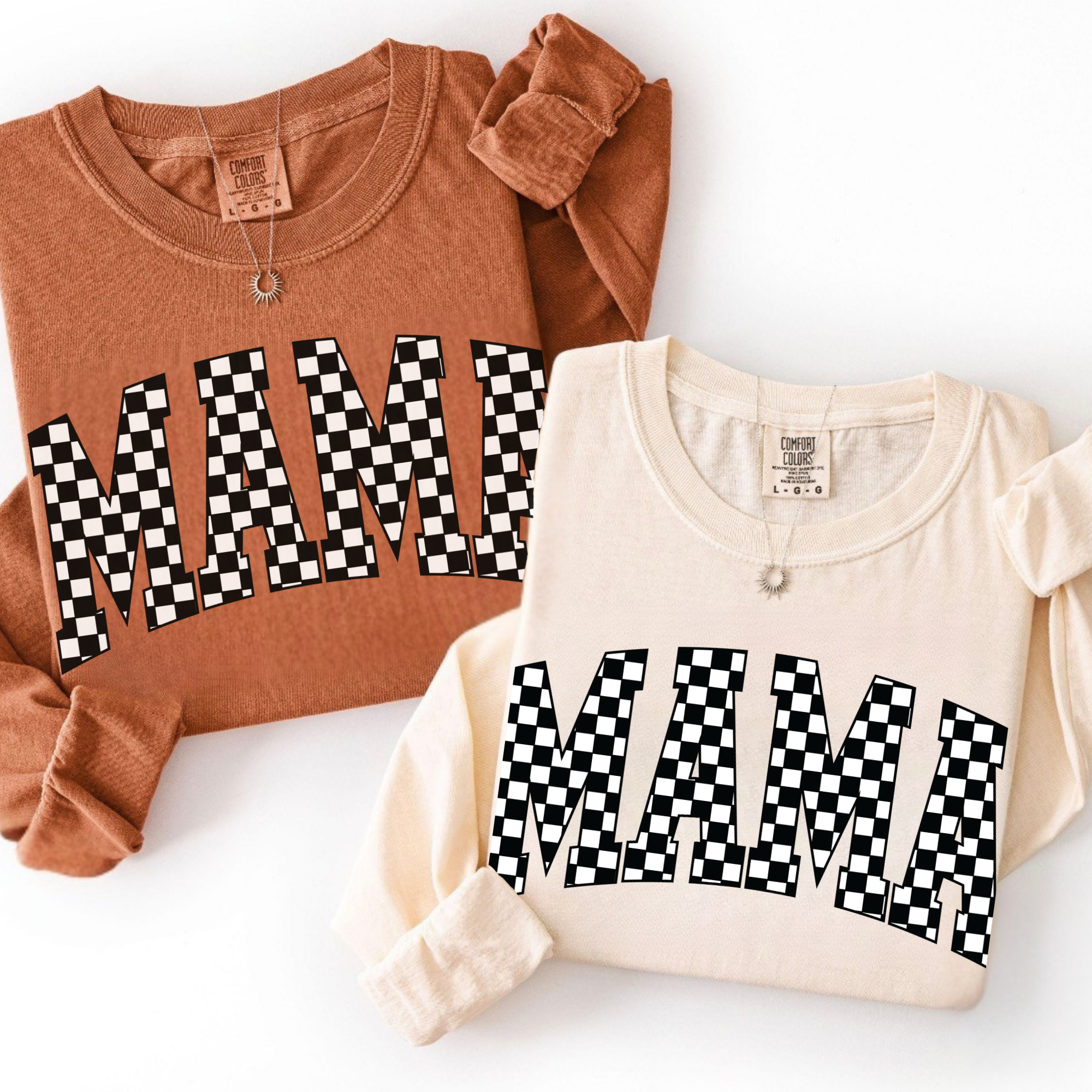 Mama Checkerboard Long Sleeve T-Shirt