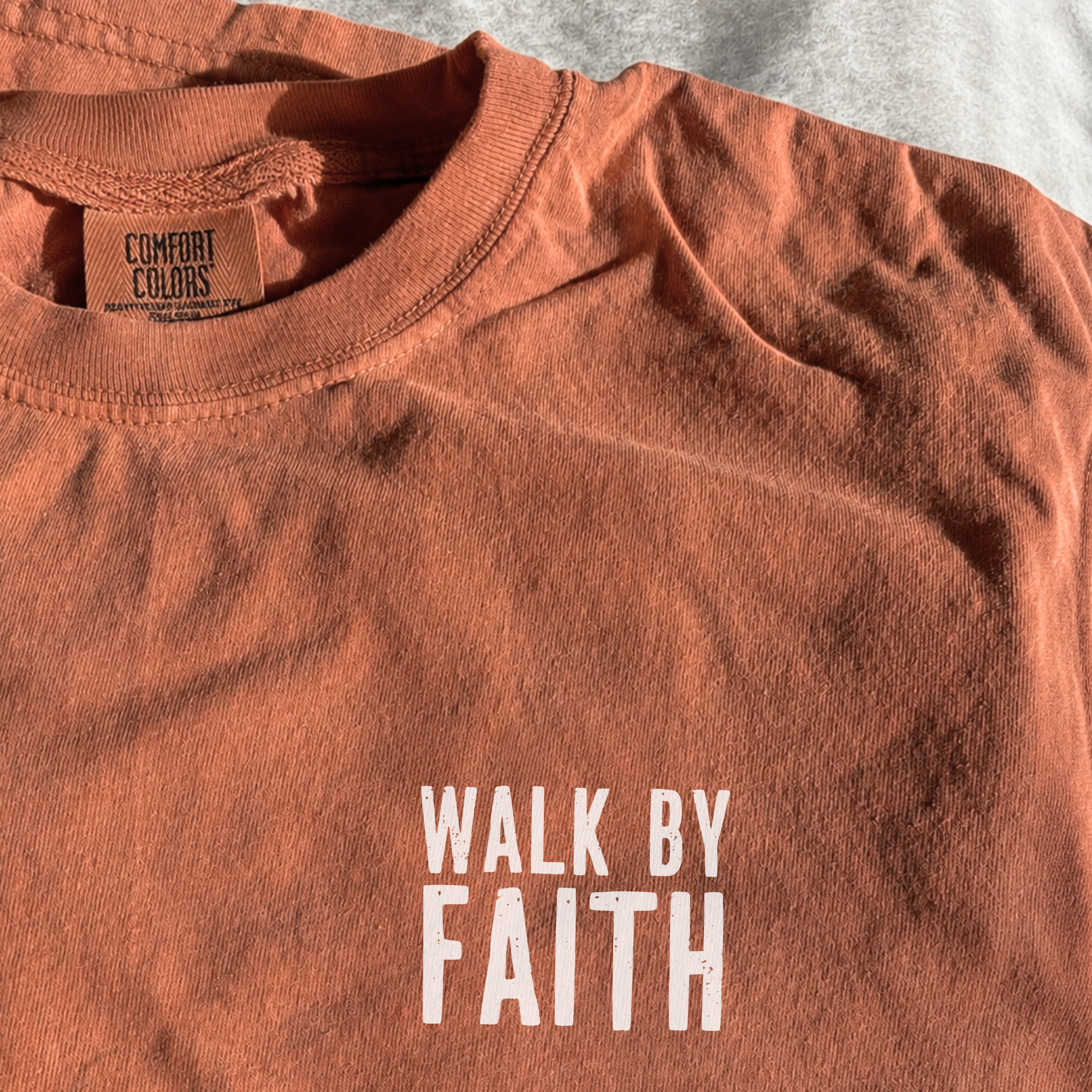 Comfort Colors Walk by Faith Shirt, Christian Faith Graphic Tee, Unisex Garment T-shirt
