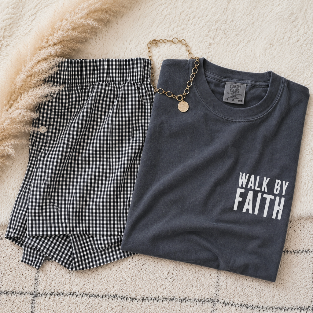 Comfort Colors Walk by Faith Shirt, Christian Faith Graphic Tee, Unisex Garment T-shirt