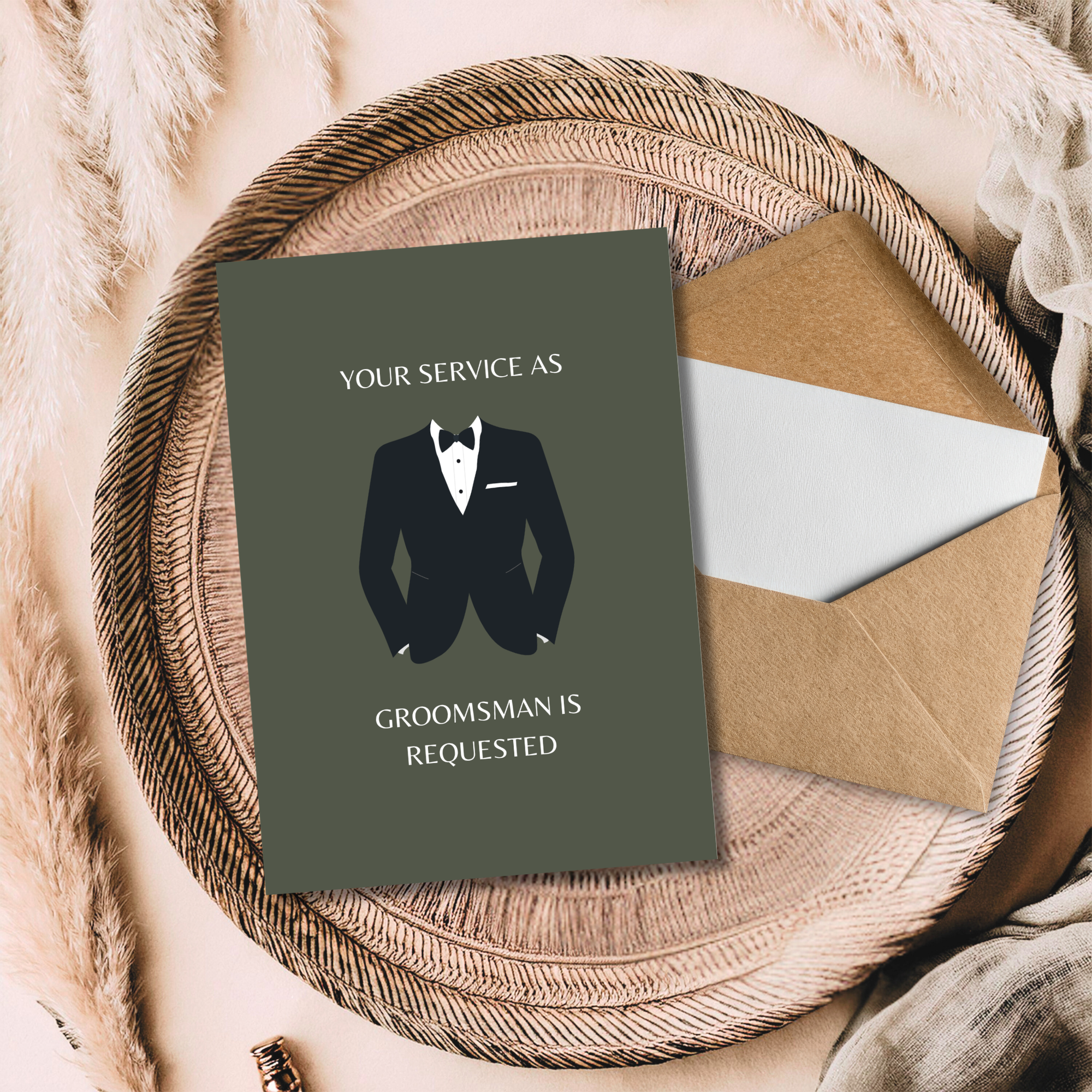 Dusty Sage Bridal Party Proposal Cards | Bridesmaid Maid of Honor Groomsman Proposal | Neutral Boho Wedding Bridal Party Card Set