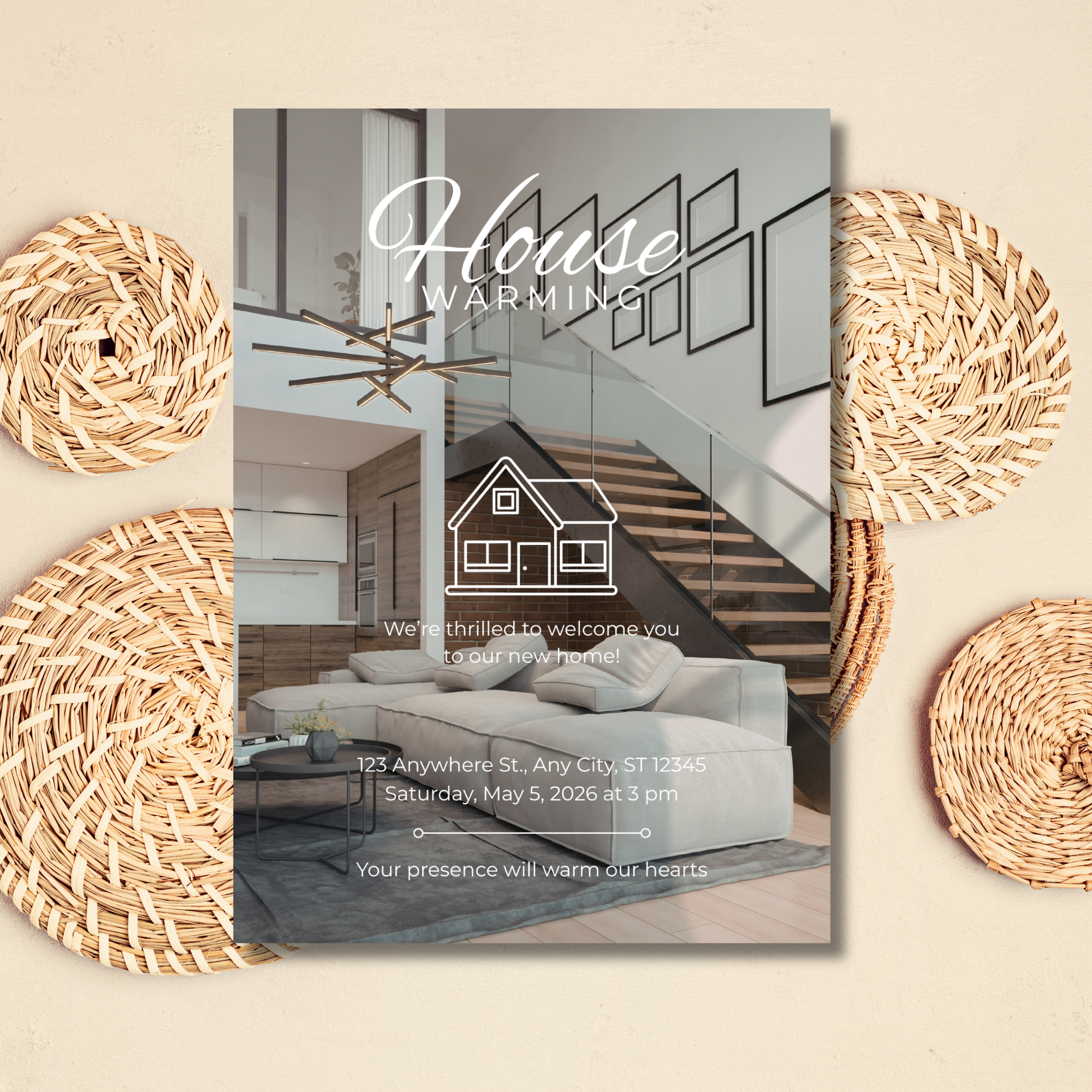 Personalized Housewarming Invitation Photo | New Home Party Invite | Editable Moving Announcement | Modern Minimal Home Invite Template