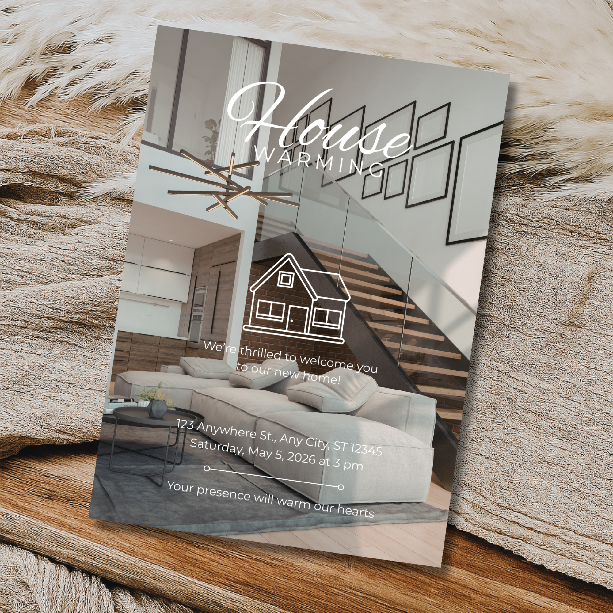 Personalized Housewarming Invitation Photo | New Home Party Invite | Editable Moving Announcement | Modern Minimal Home Invite Template
