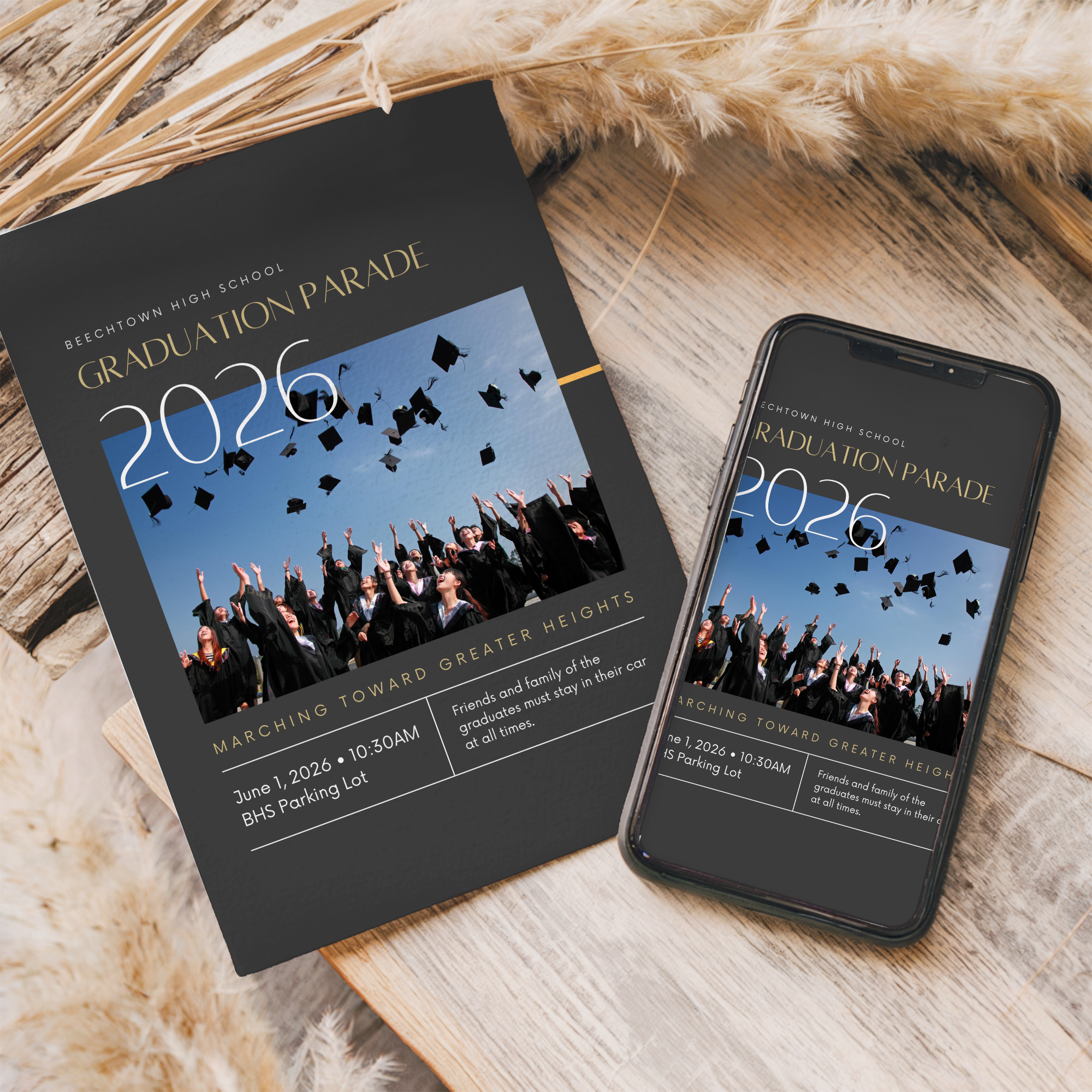 Graduation Parade Invitation Template | Editable Canva Graduation Invite | Class Graduation Announcement | Printable + Mobile Invite