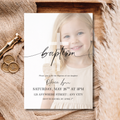 Baptism Invitation Photo Template | Editable Christening Invite | Modern Script Cross Baptism Invite | Editable Canva Baptism Announcement