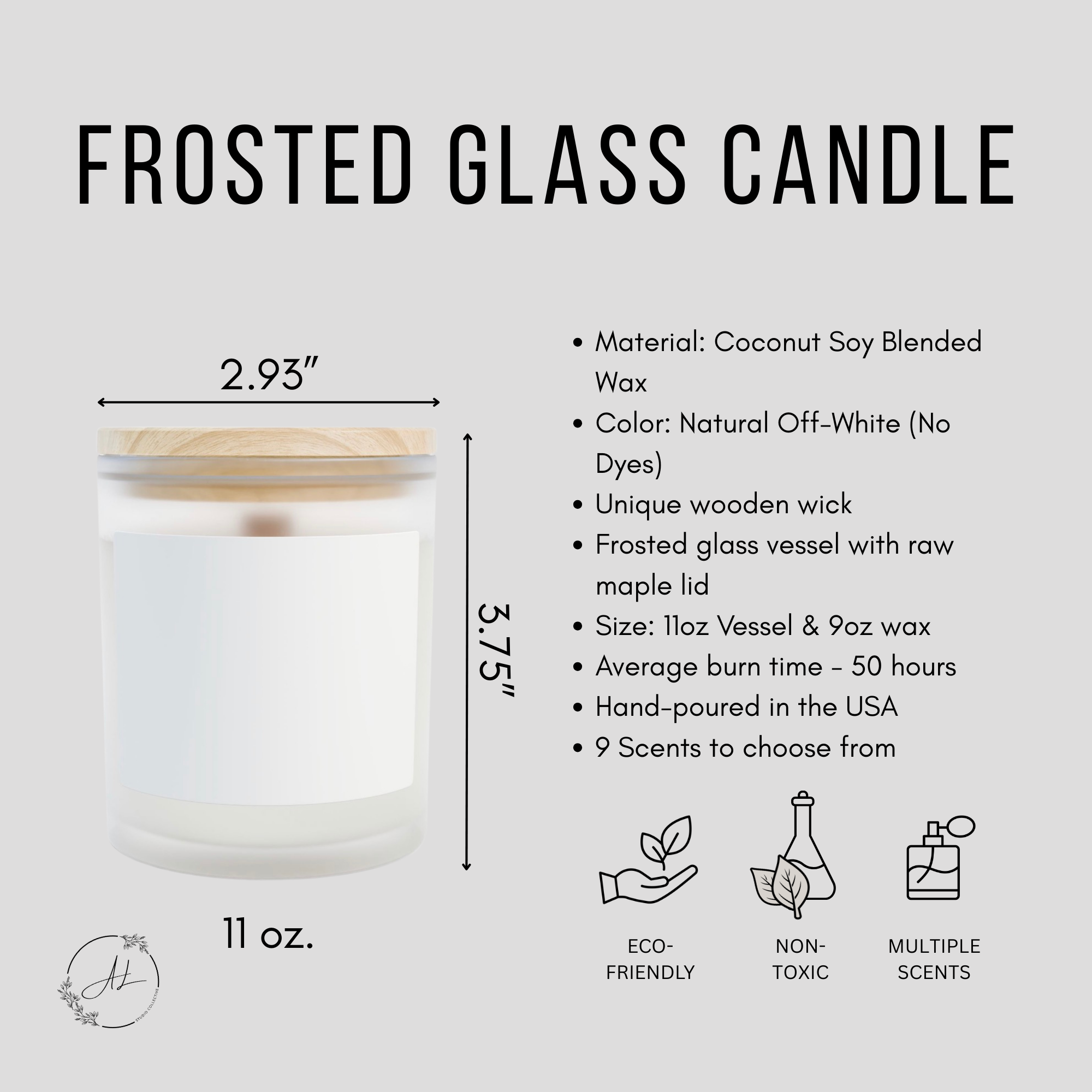 'She Is a Wildflower' Frosted Glass Candle — Wildflower Scent, 11 oz