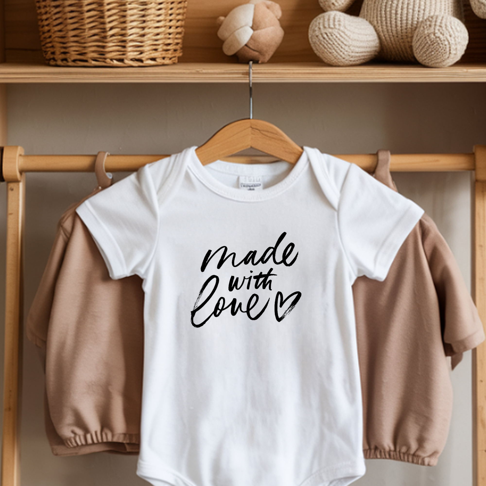 Made With Love Baby Bodysuit | Custom Newborn Onesie | Baby Shower Gift | Pregnancy Announcement | Neutral Baby Outfit