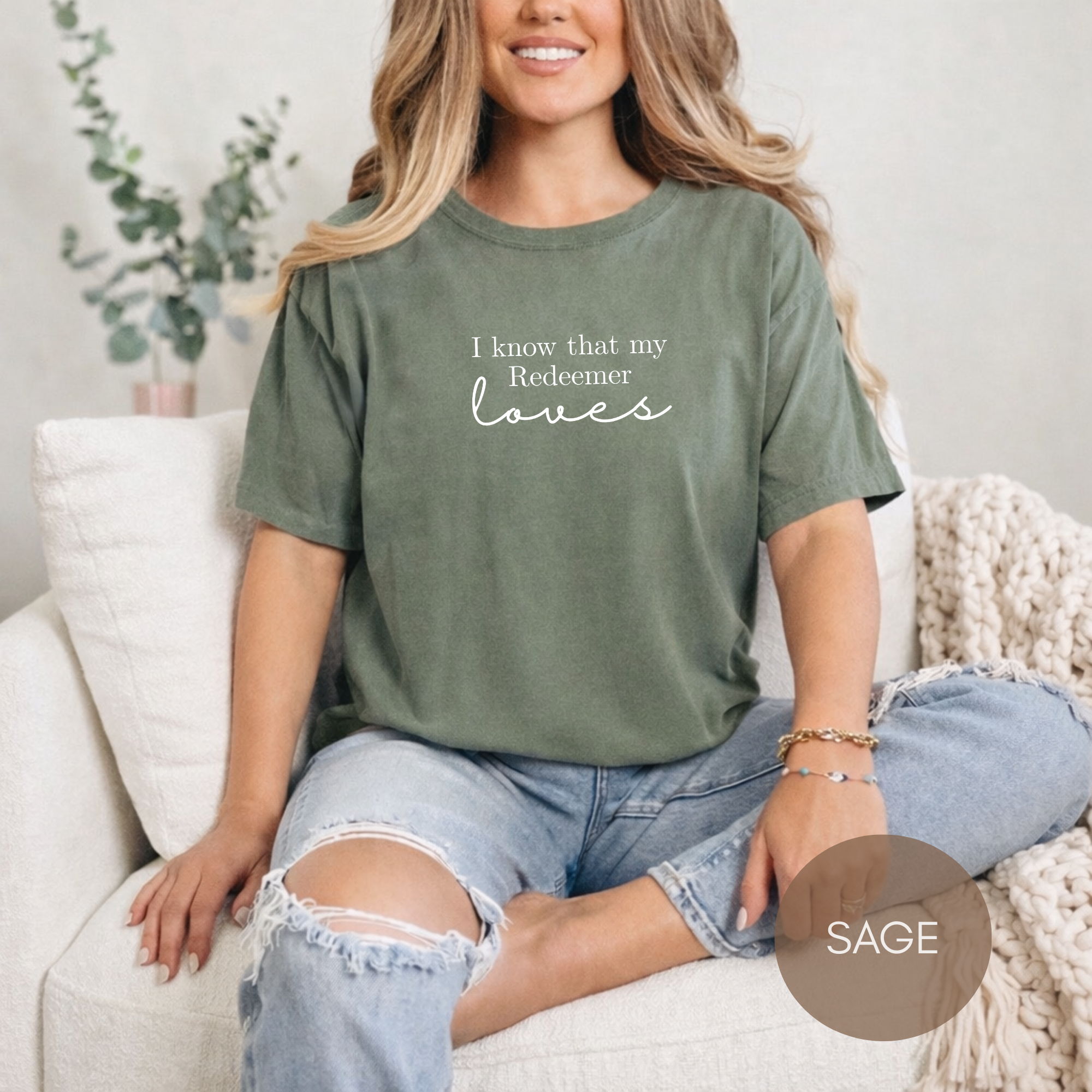 I Know That My Redeemer Loves Tee — Christian Faith Short Sleeve Shirt