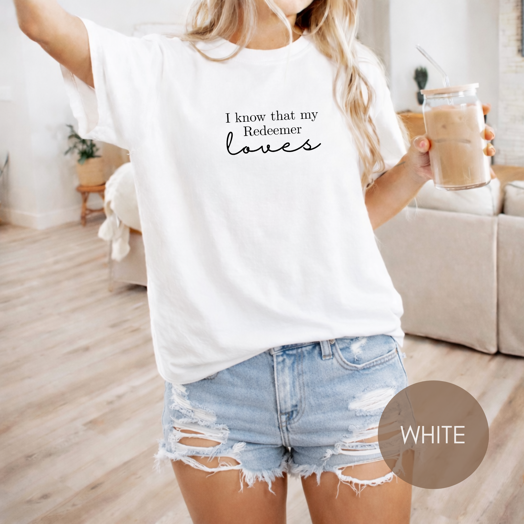 I Know That My Redeemer Loves Tee — Christian Faith Short Sleeve Shirt