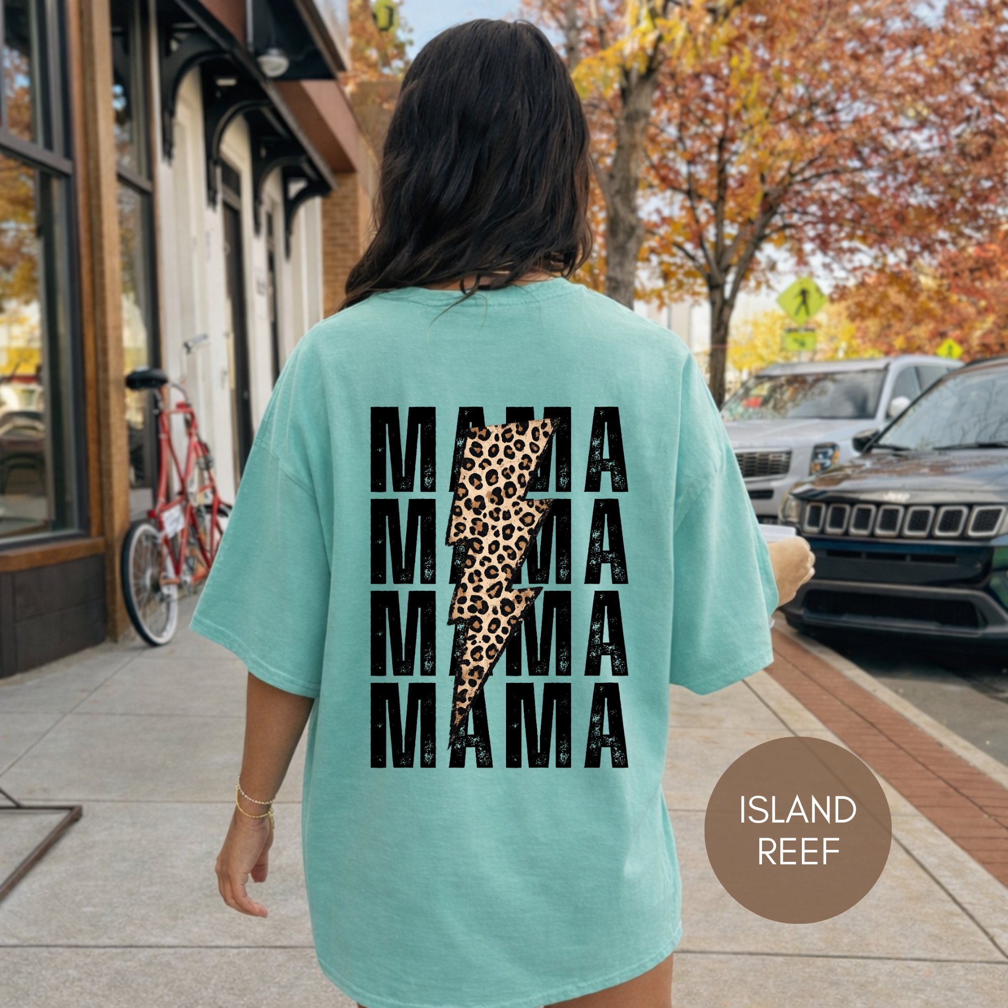 Mama Lightning Bolt Shirt | Leopard Mama Tee | Trendy Mom Graphic T-Shirt | Gift for Mom | Oversized Back Print