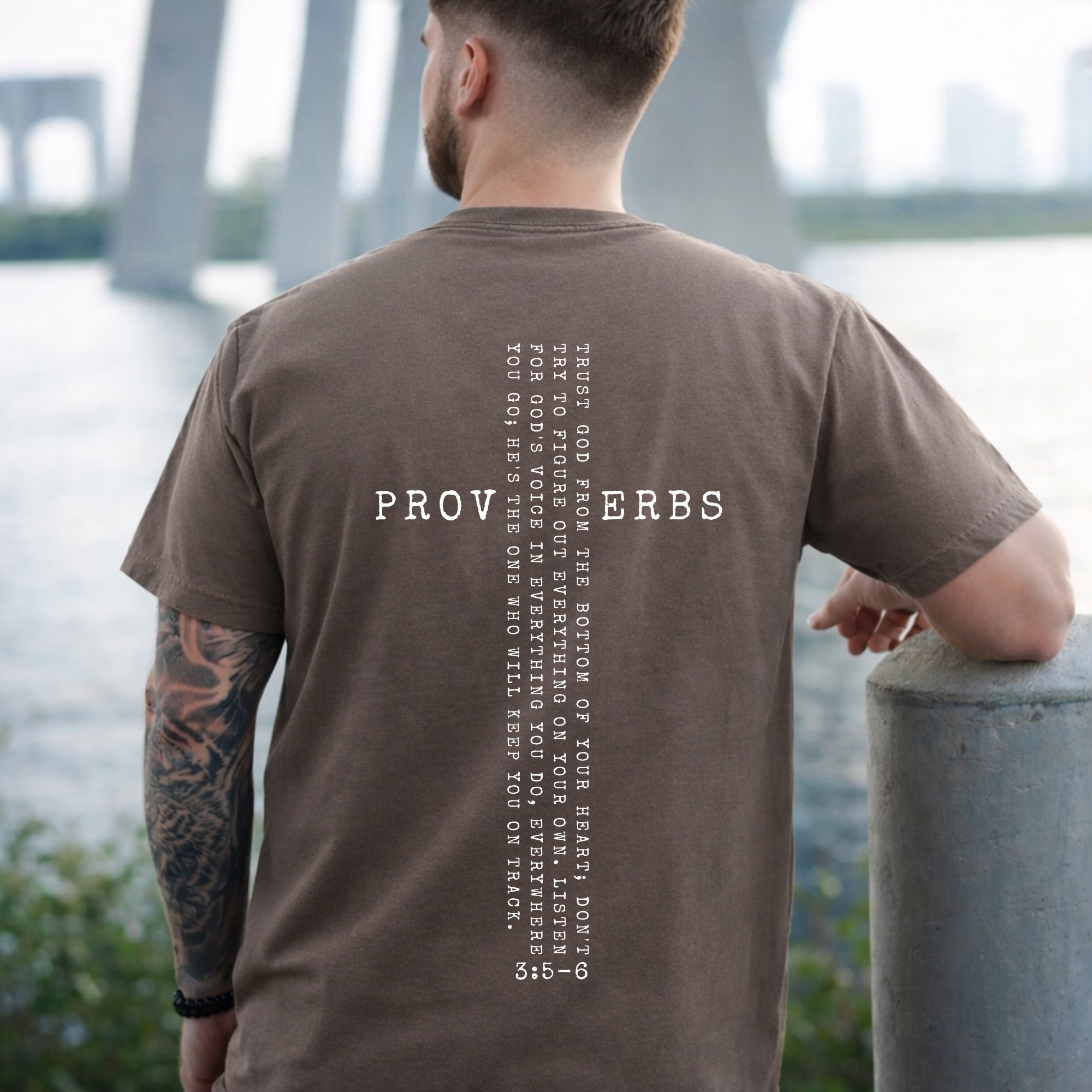 Proverbs 3:5-6 Minimalist Cross T-Shirt — Trust in the Lord Faith Tee