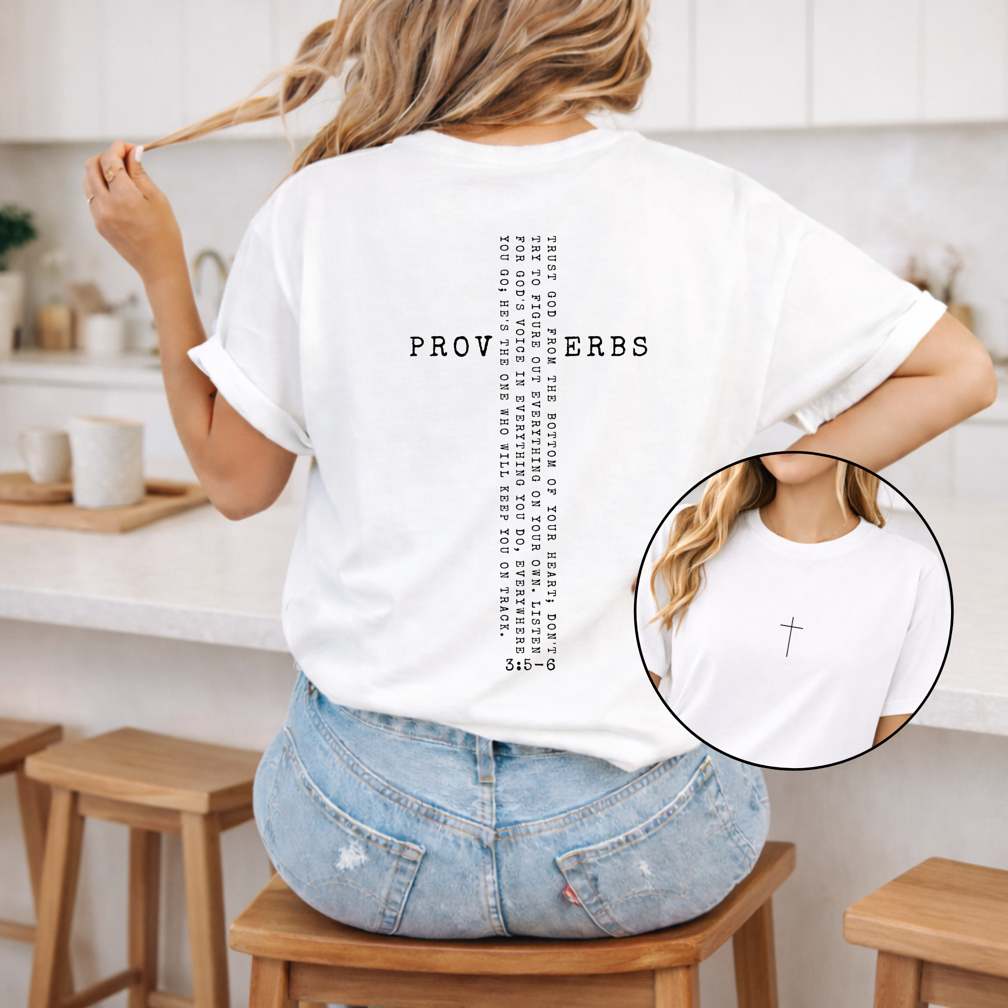 Proverbs 3:5-6 Minimalist Cross T-Shirt — Trust in the Lord Faith Tee