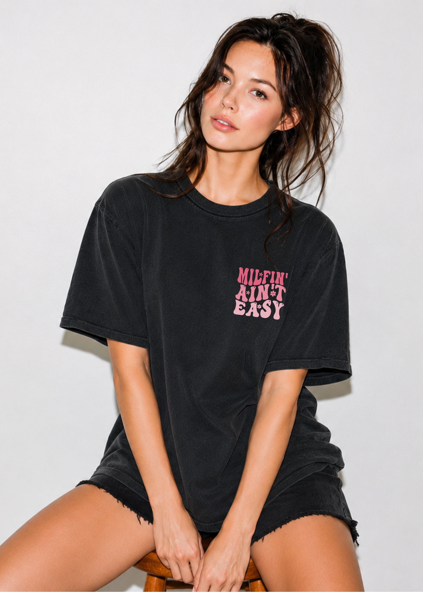 MILF'n Ain't Easy Retro Pink Graphic T-Shirt