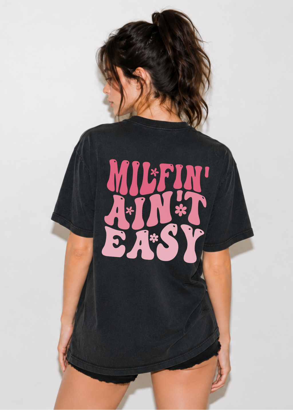 MILF'n Ain't Easy Retro Pink Graphic T-Shirt