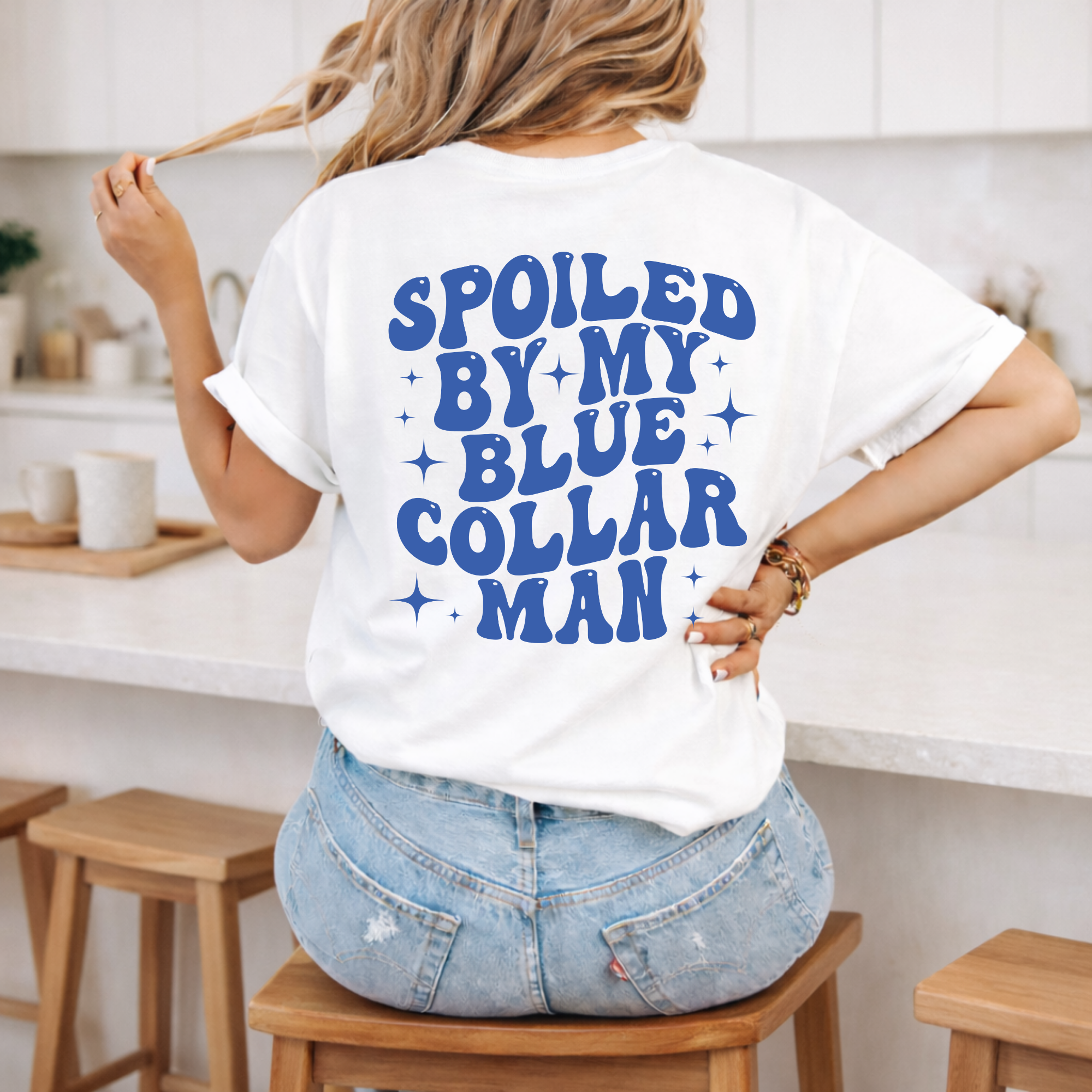T-Shirt — "Spoiled by My Blue Collar Man" Retro Graphic Tee
